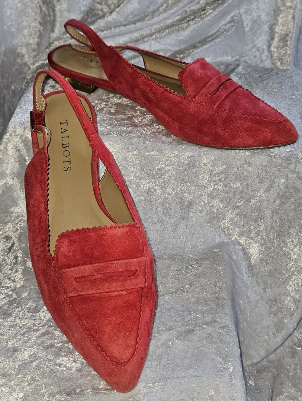 Red Suede Poppy Slingback Flats by Talbot Size 7